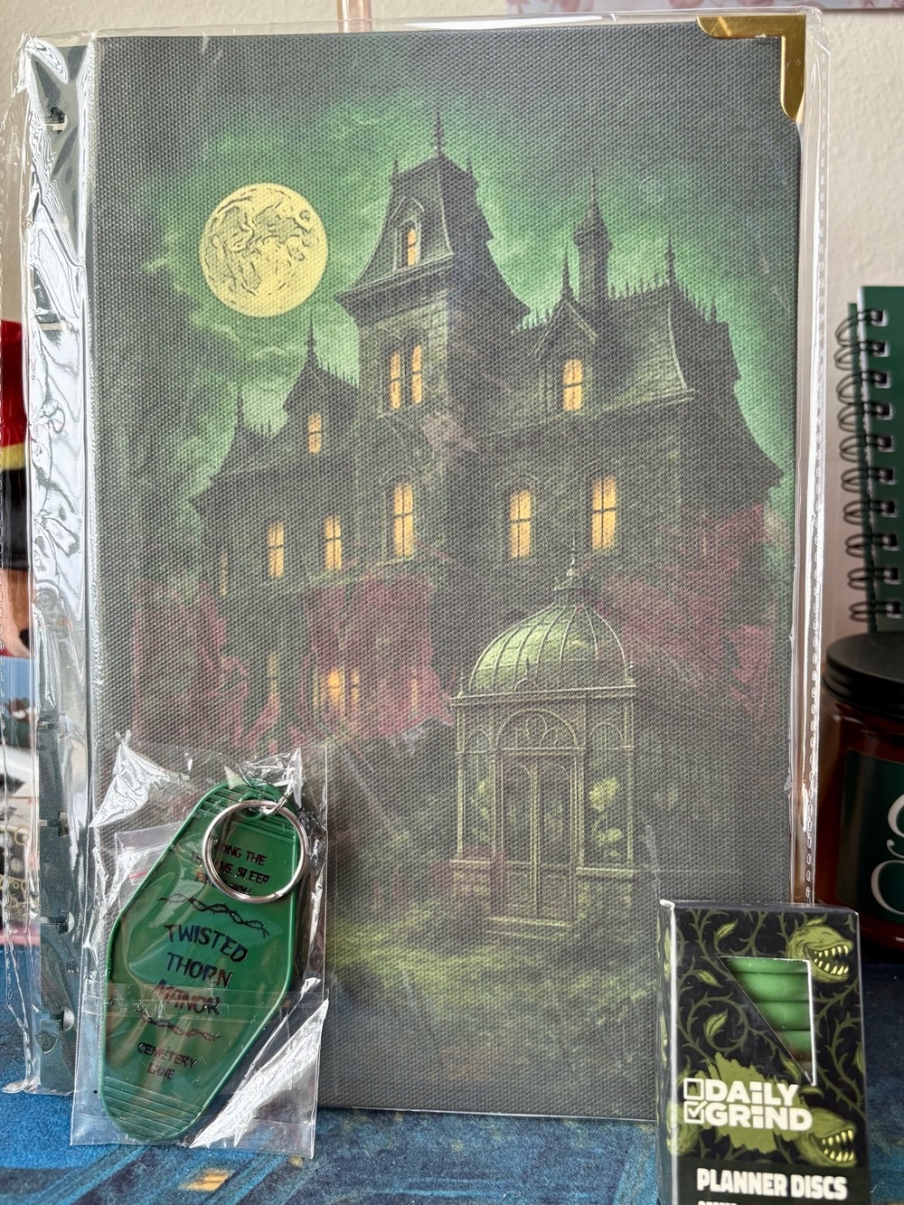 Twisted Thorn Manner Planner cover w/ Discs and matching keychain